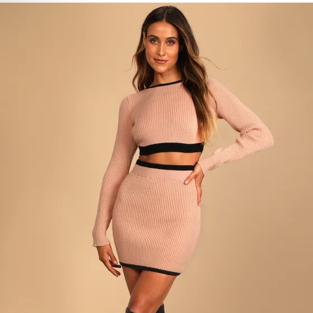 Ribbed Knit Tan Skirt